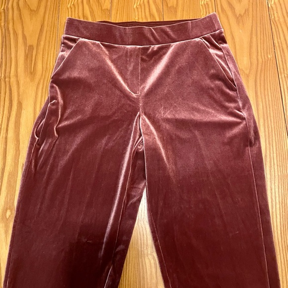 Loft Straight Leg Velvet Taper Pants- Color: Wine, Size: Small - Picture 2 of 8